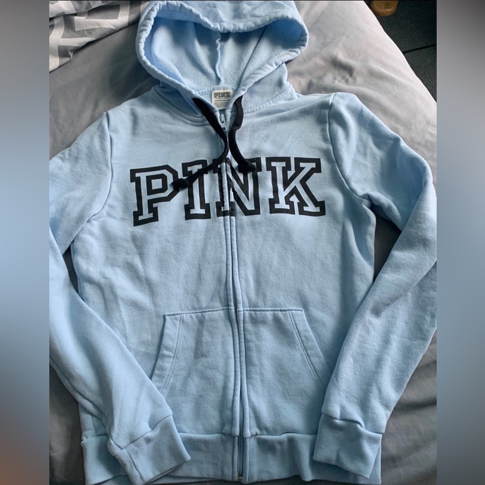 Blue PINK full zip-up hoodie